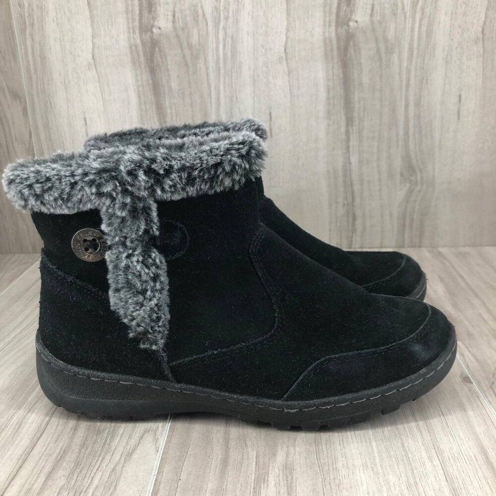 Khombu Ankle Boots Womens 8M Iris Black Suede Zip Winter Shoes